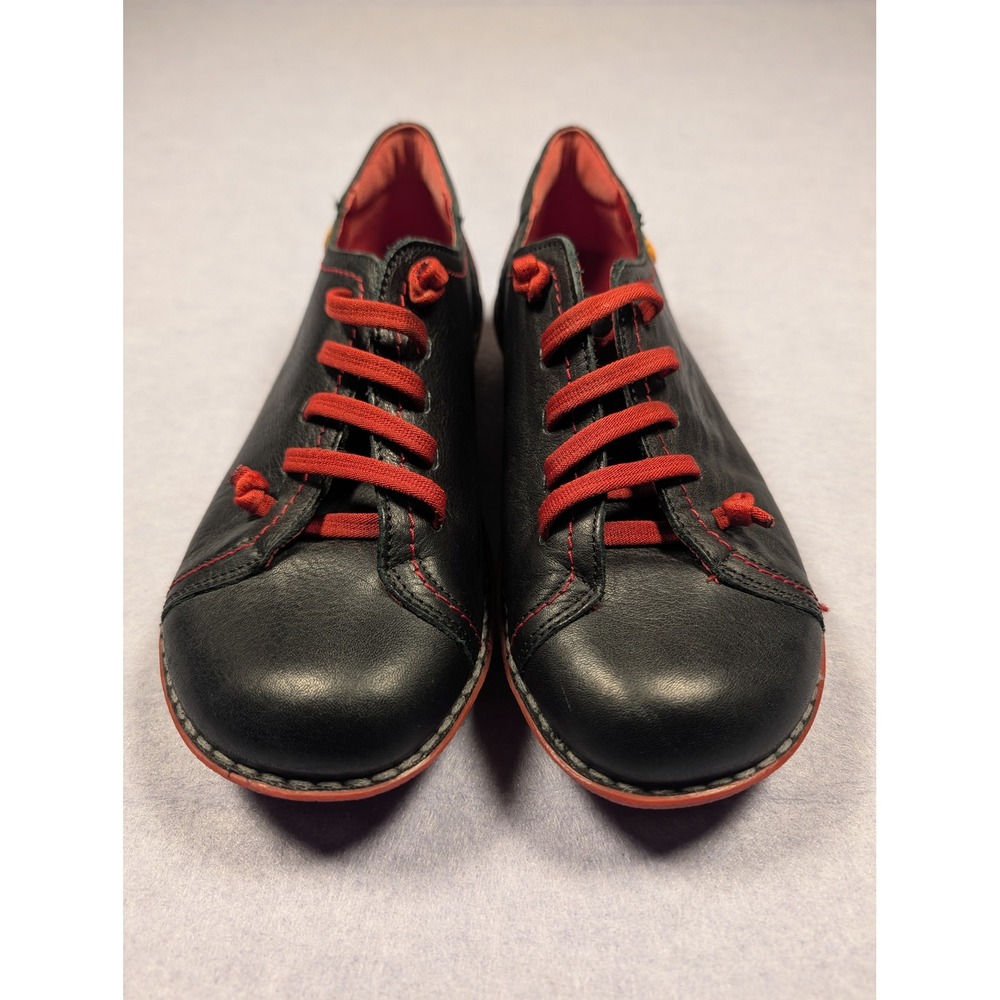 Jungla 7277 Oxfords Women 39 Black Red Leather Elastic Lace Spain Excellent